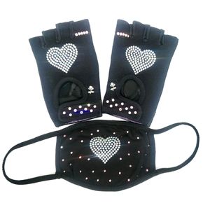 NWT V-DAY ♥ HEART SWAROVSKI MASK AND GLOVES